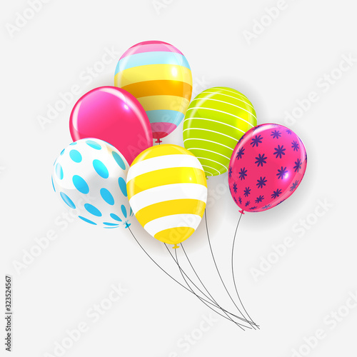 Glossy Happy Birthday Balloons Background Vector Illustration
