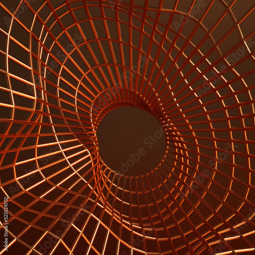 Metal grid labyrinth. 3d illustration  3d rendering.