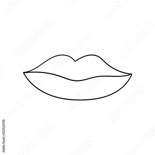 Abstract hand-drawn lips, brush lines, fashion symbol. Element for logo, label, print for clothes, etc., Design element isolated on white background.