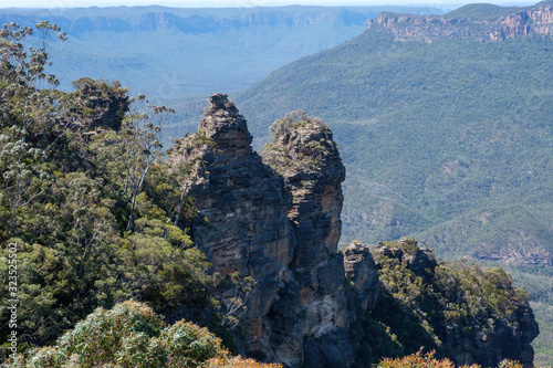 A close up photograph of the Three Sisters in the Blue Mountains, NSW, Australia taken at Echo Point