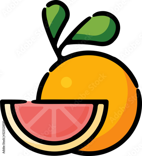 Grapefruit Citrus Fruit Doodle Sketch Icon