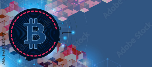 Bitcoin and blockchain banner illustration