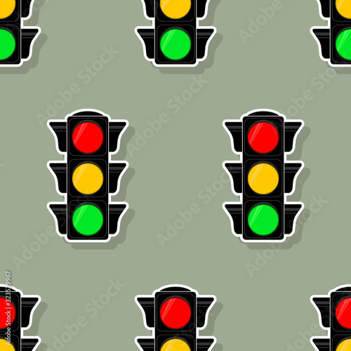 Seamless pattern with traffic semaphore for your design