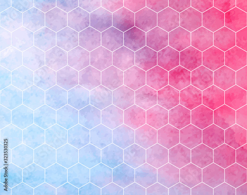 Watercolor hexagon vector color texture
