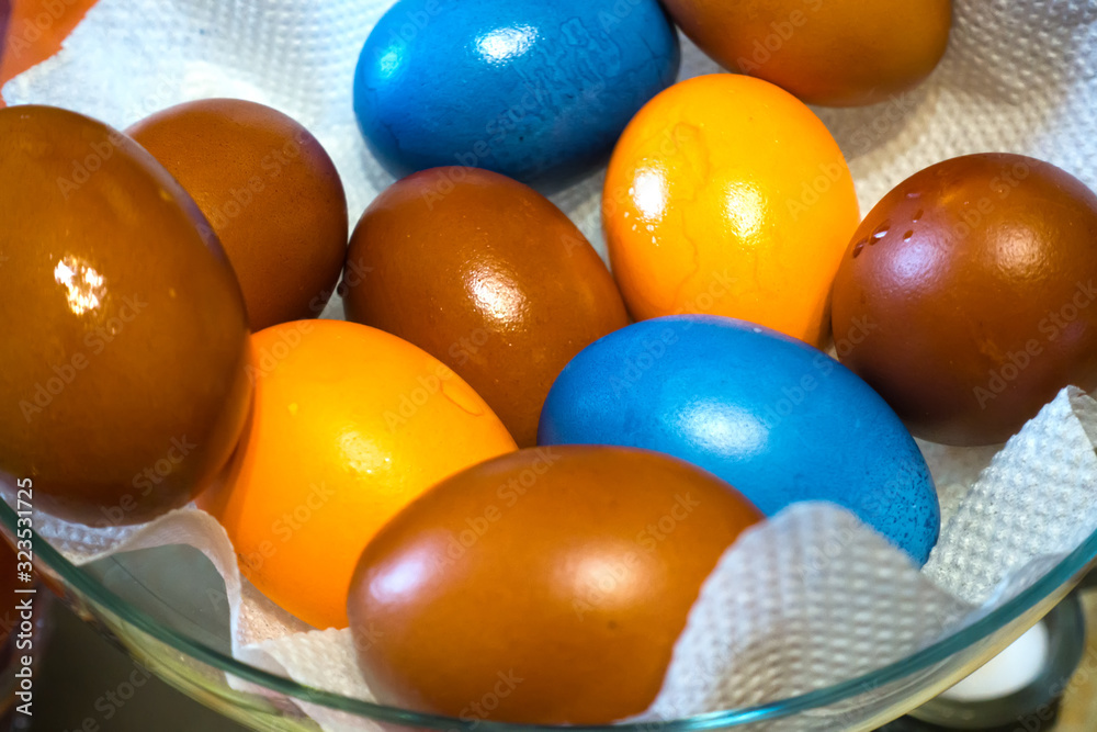 bright easter eggs in a bowl.. bright easter eggs in a bowl..
