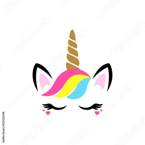Unicorn face with forelock cute clipart vector isolated.