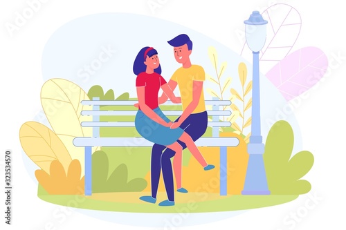 Romantic Date Couple in Love in Park  Illustration