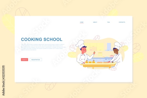 Cooking School for Children Flat Landing Page