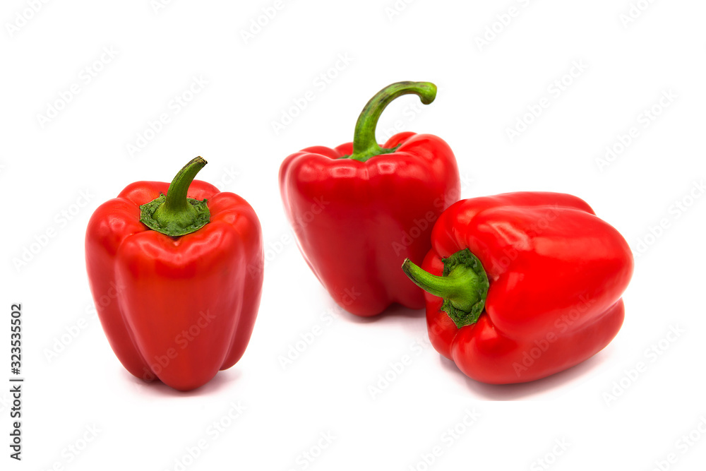 ripe fresh organic peppers isolated on a white background