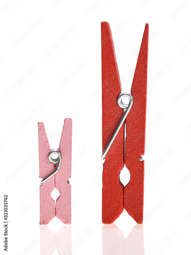 Mother with daughter - clothespins from wood isolated on white Mother with daughter - clothespins from wood isolated on white