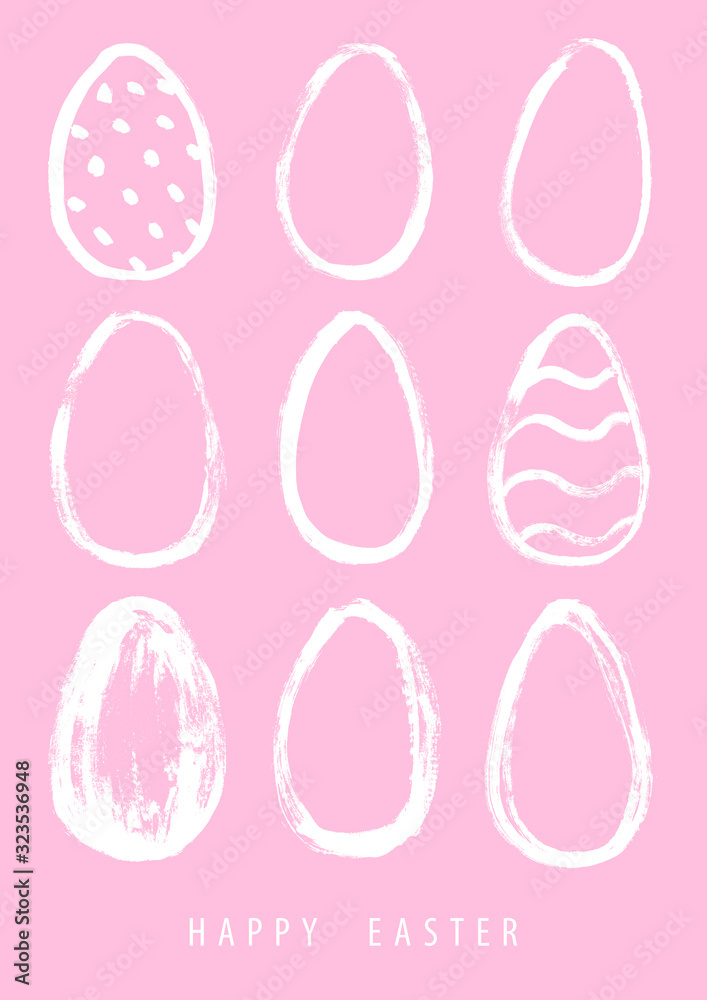 Happy Easter. Easter eggs. Hand drawn vector illustration. Holiday design