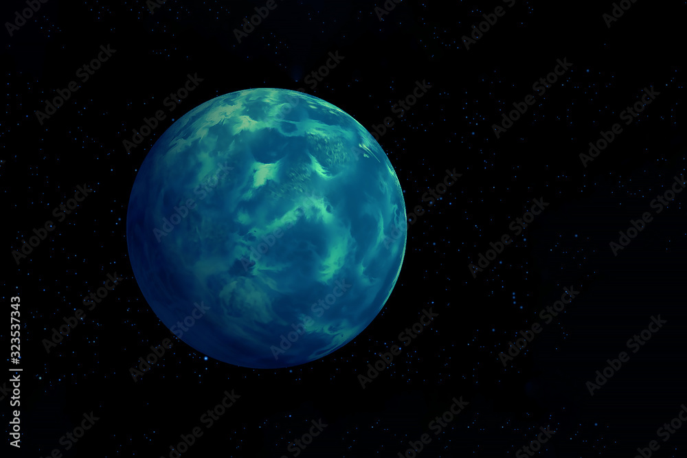 Blue exoplanet in deep space. Elements of this image were furnished by NASA.