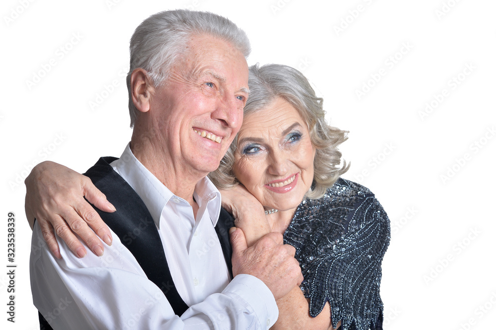 Close up portrait of happy senior couple hugging Close up portrait of happy senior couple hugging