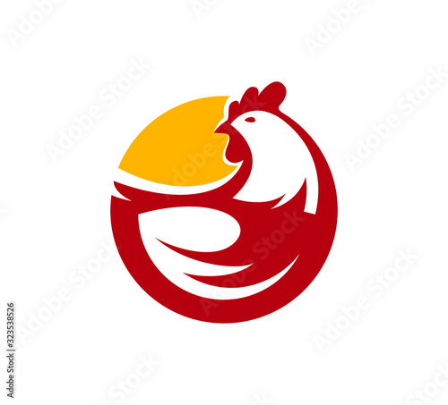 Chicken logo. Farm animal symbol or label vector