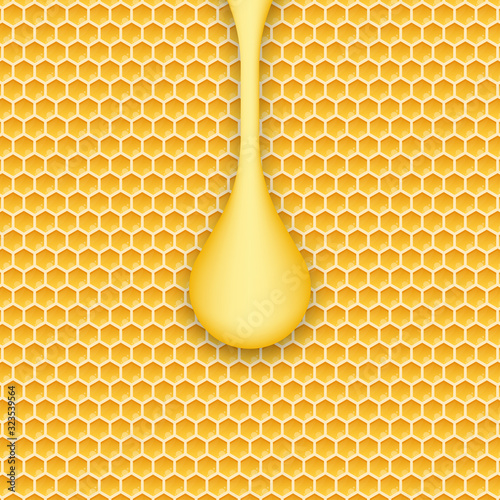Honeycomb and honey. Monochrome honey pattern. Vector stock illustration.