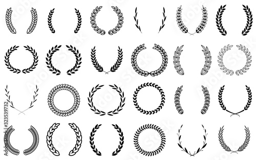 A vector set of floral laurel wreath borders