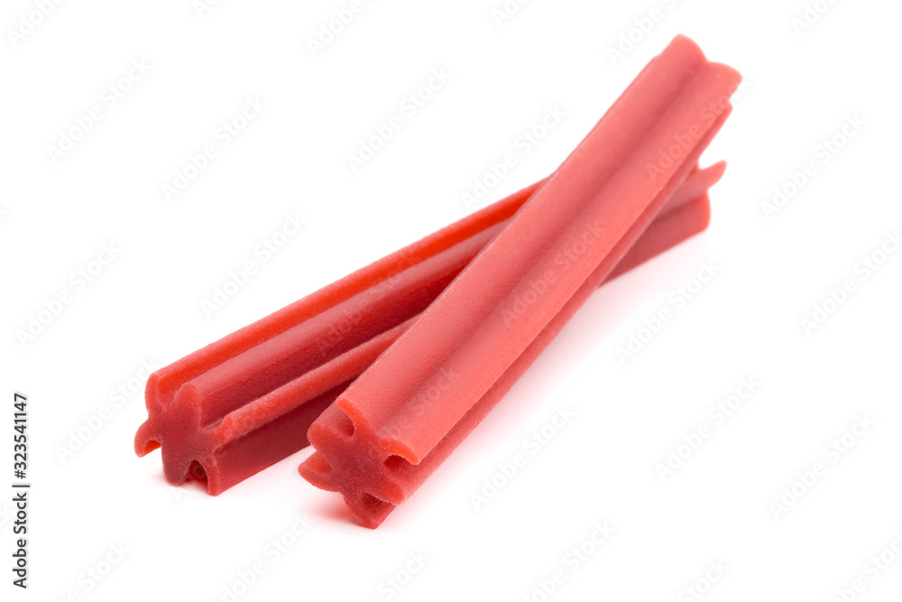 Dog chews snacks sticks isolated on white background. Titbit for cleaning dogs teeth. Help for a dogs fresh breath. Dog chews snacks sticks isolated on white background. Titbit for cleaning dogs teeth. Help for a dogs fresh breath.