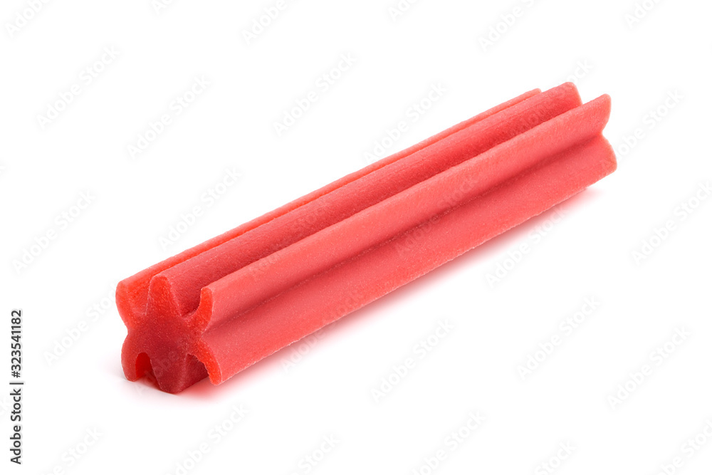 Dog chew snack stick isolated on white background. Titbit for cleaning dogs teeth. Help for a dogs fresh breath. Dog chew snack stick isolated on white background. Titbit for cleaning dogs teeth. Help for a dogs fresh breath.