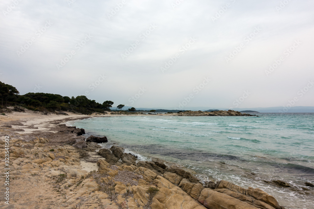 Beautiful scenery by the sea in Vourvourou, Sithonia, Chalkidiki, Greece Beautiful scenery by the sea in Vourvourou, Sithonia, Chalkidiki, Greece