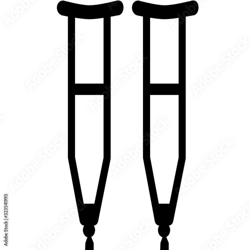 Crutches. Axillary crutch line black icon. Medical tool for people with disabilities and help after injury. Sign for web page, mobile app, button, logo. Vector isolated button. Editable stroke.