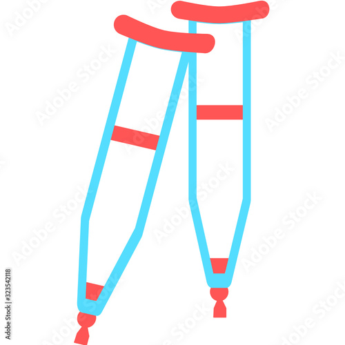 Crutches. Axillary crutch line black icon. Medical tool for people with disabilities and help after injury. Sign for web page, mobile app, button, logo. Vector isolated button. Editable stroke.