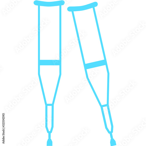 Crutches. Axillary crutch line black icon. Medical tool for people with disabilities and help after injury. Sign for web page, mobile app, button, logo. Vector isolated button. Editable stroke.