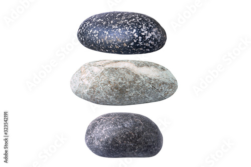Set of ovall stones isolated on white photo