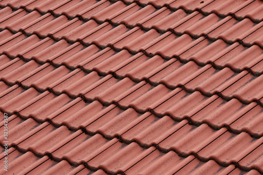 Details of the red tiles of a roof