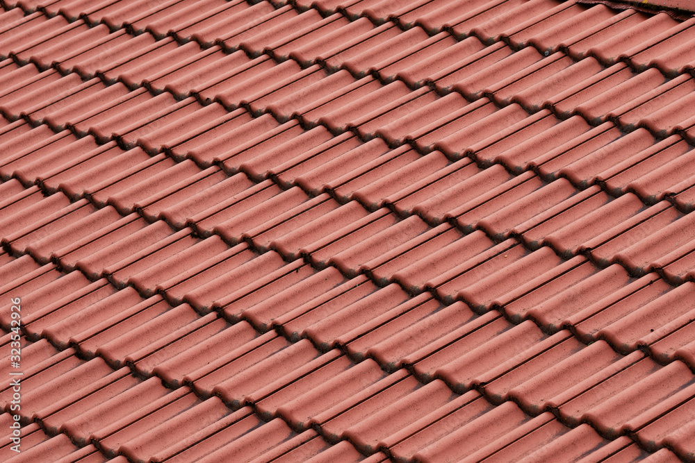 Details of the red tiles of a roof