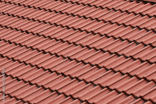 Details of the red tiles of a roof