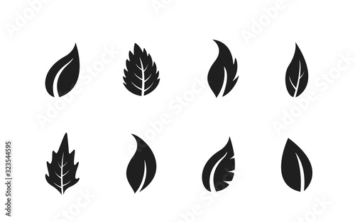 leaf icon set. nature design element. eco sign collection