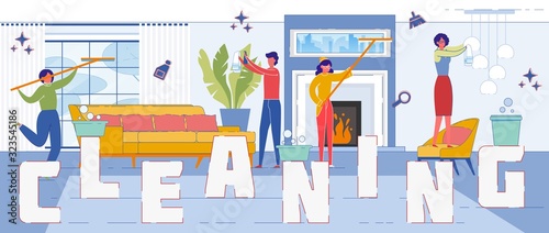 Cleaning Service Company Flat Word Concept Banner