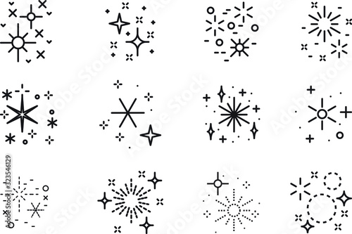 Sparkling icon set, vecto illustration