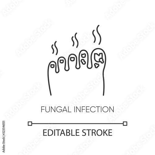 Fungal infection pixel perfect linear icon. Thin line customizable illustration. Dermatological infectious disease, skincare problem contour symbol. Vector isolated outline drawing. Editable stroke