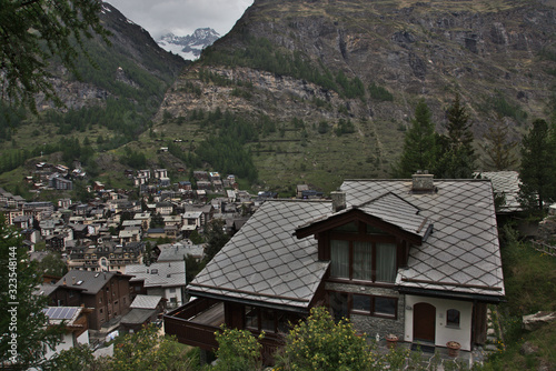 A view of Zermatt, Switzerland looking north.