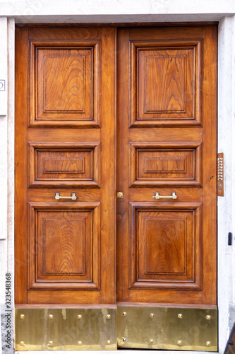 traditional wooden house doorway , Europe