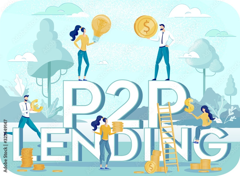 P2P Lending and Tiny Business People Illustration P2P Lending and Tiny Business People Illustration