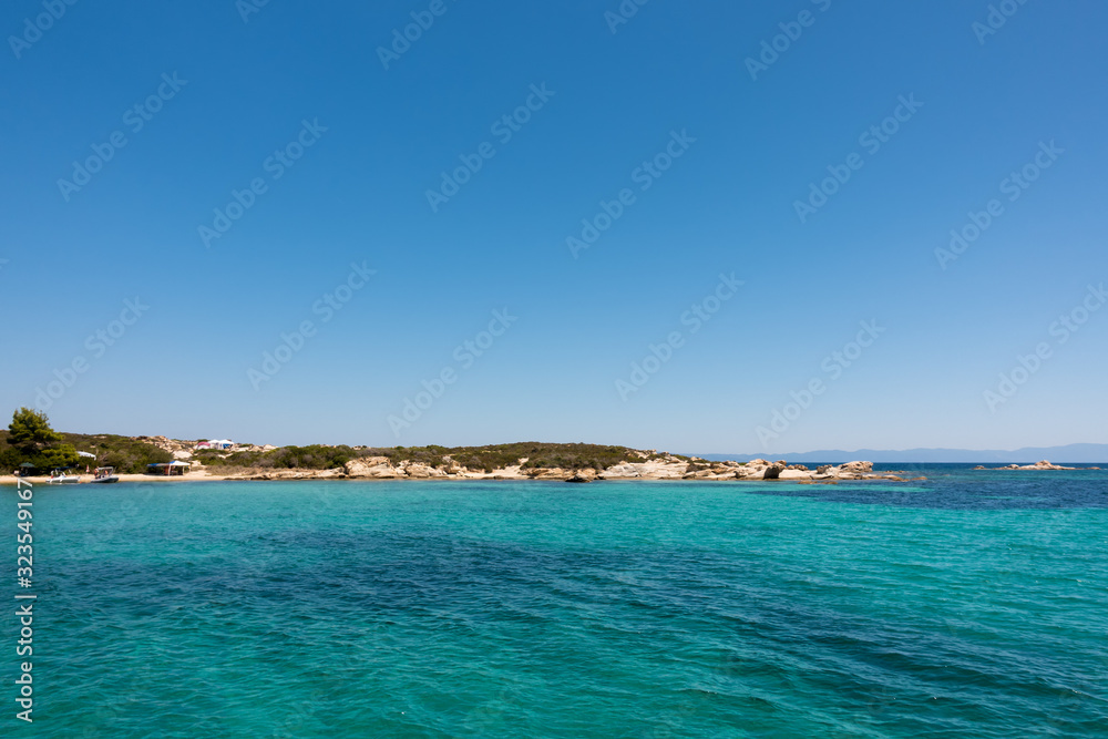 Amazing scenery by the sea in Diaporos island, Sithonia, Chalkidiki, Greece