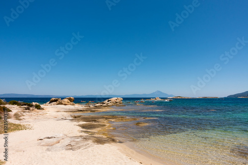 Amazing scenery by the sea in Diaporos island  Sithonia  Chalkidiki  Greece