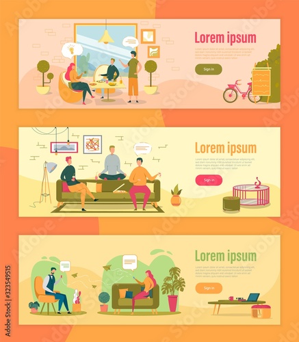 Cozy Pastime Vector Landing Page Templates Set