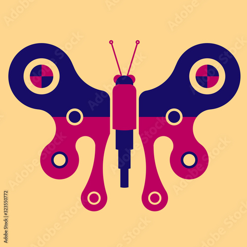 Flat style butterfly illustration. Abstract minimal insect icon.