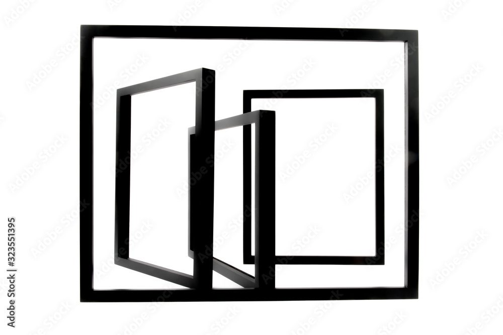 black photo frames in an abstract arrangement isolated on white black photo frames in an abstract arrangement isolated on white