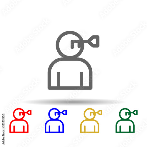 Human brain key multi color style icon. Simple thin line, outline vector of web icons for ui and ux, website or mobile application