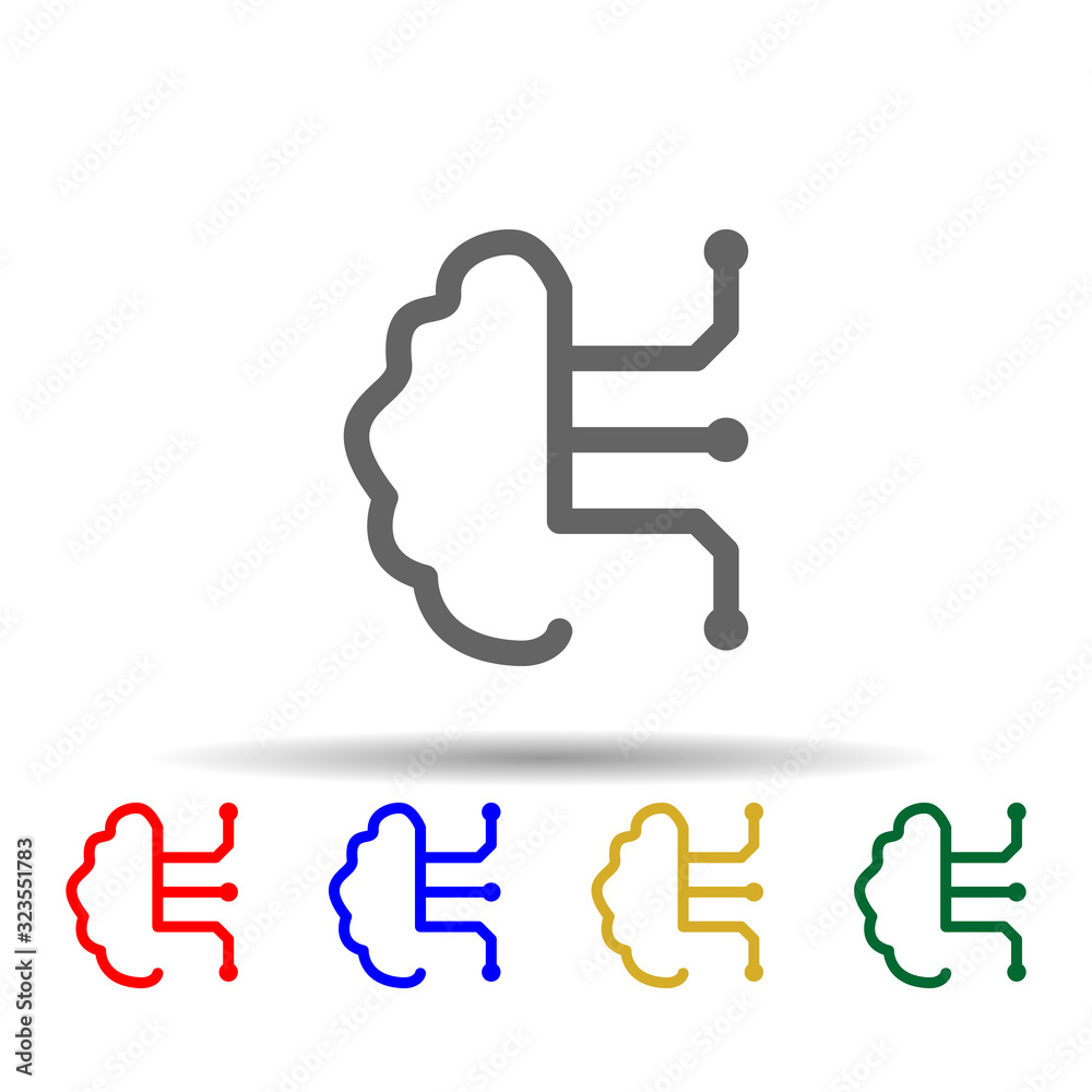 Smart brain multi color style icon. Simple thin line, outline vector of web icons for ui and ux, website or mobile application