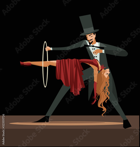 magician and assistant doing a levitation magic trick