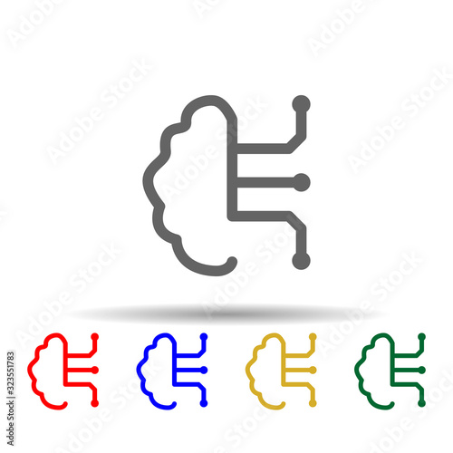 Smart brain multi color style icon. Simple thin line, outline vector of web icons for ui and ux, website or mobile application