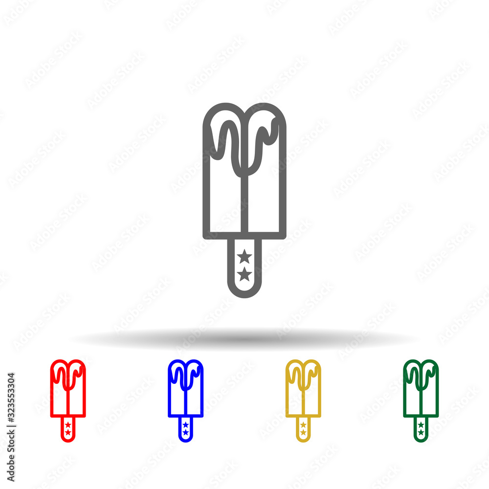 Popsicle, usa multi color style icon. Simple thin line, outline vector of 4th of july icons for ui and ux, website or mobile application Popsicle, usa multi color style icon. Simple thin line, outline vector of 4th of july icons for ui and ux, website or mobile application