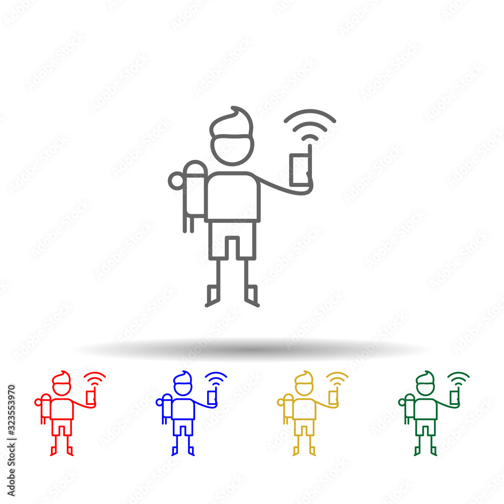 Walkie talkie, adventure multi color style icon. Simple thin line, outline vector of Adventure icons for ui and ux, website or mobile application Walkie talkie, adventure multi color style icon. Simple thin line, outline vector of Adventure icons for ui and ux, website or mobile application
