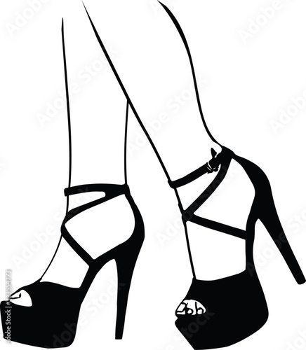 close-up of woman legs Illustration of women's shoes