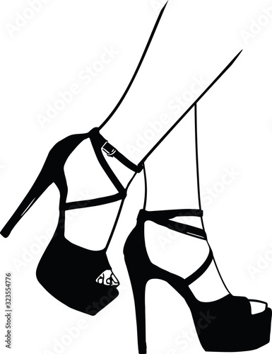 close-up of woman legs Illustration of women's shoes